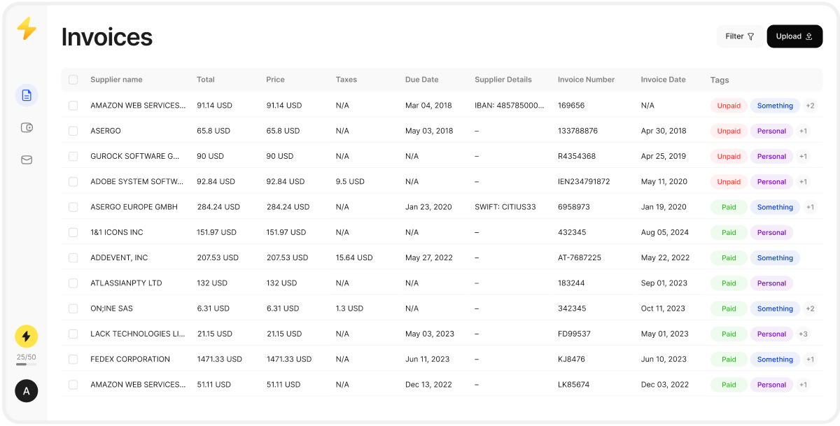 OCR software interface scanning an invoice