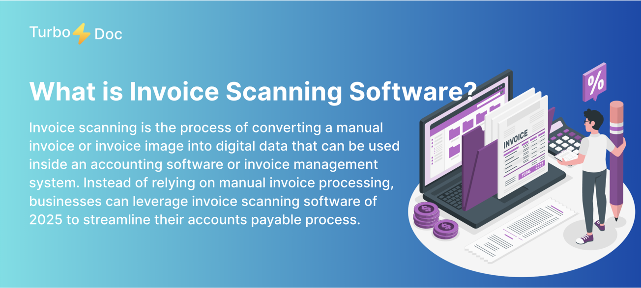 Invoice scanning software converting paper invoices to digital